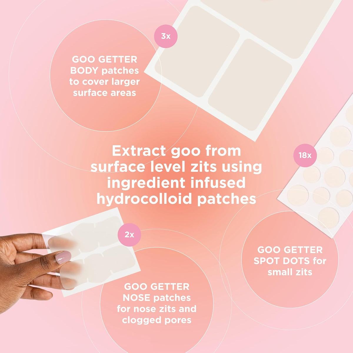 ZitSticka Pimple Patches for Face and Body, Goo Getter Hydrocolloid Patches to Cover Zits &