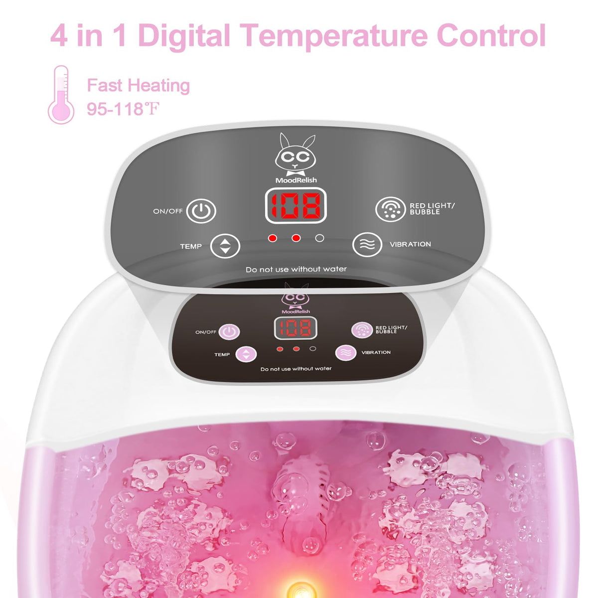 Foot Spa Bath Massager with Heat Bubbles and Vibration Massage and Jets, 16 OZ Calming Lavender