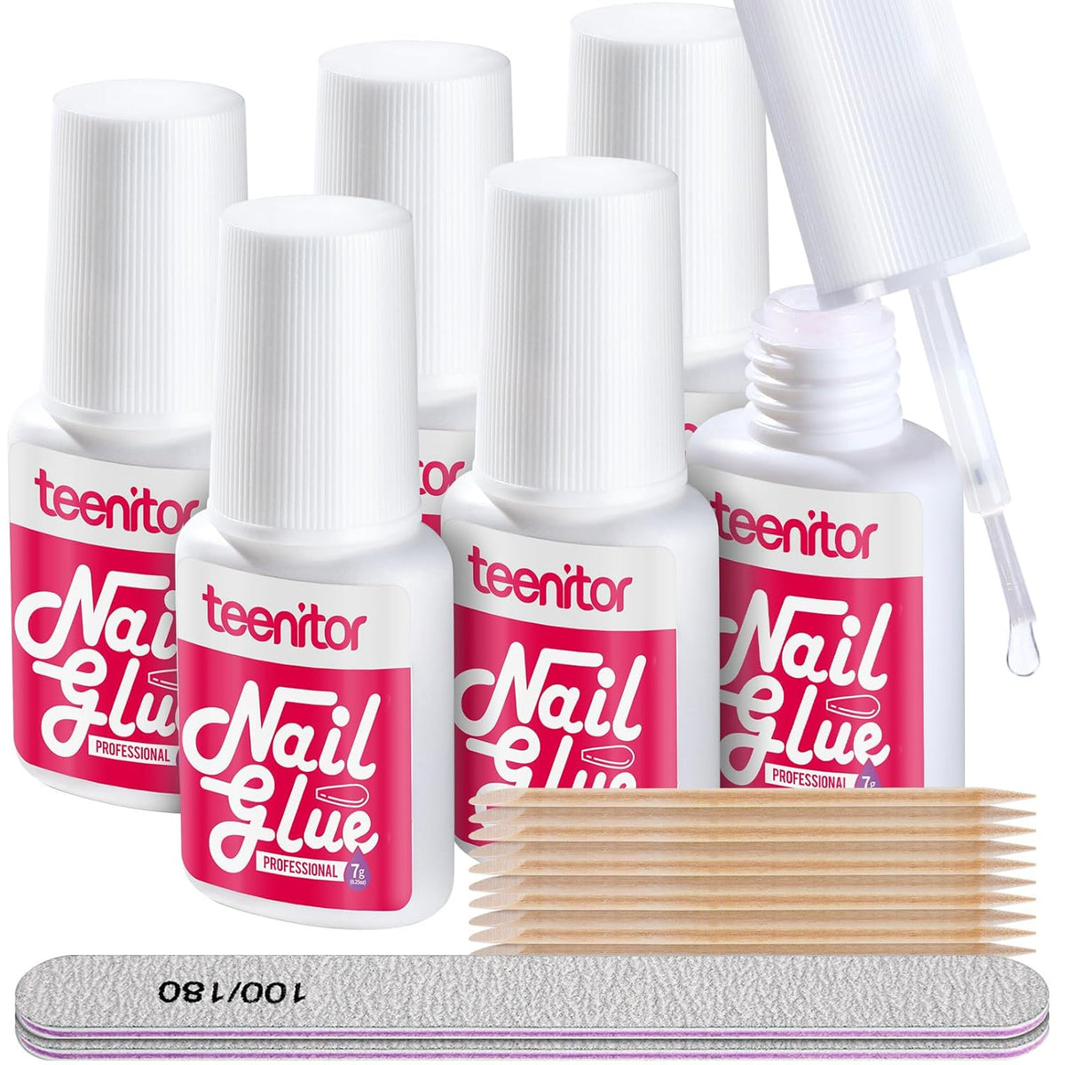 Teenitor Strong Nail Glue, 42ml Professional for Press Ons, Brush-On for Acrylic Nails, Bond With
