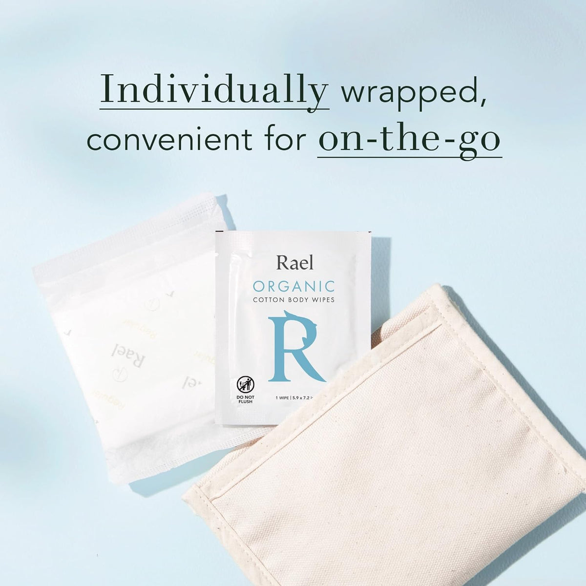Rael Organic Cotton Wipes - Body Cloth, Individually Wrapped, All Skin Types, Vegan, Cruelty-Free