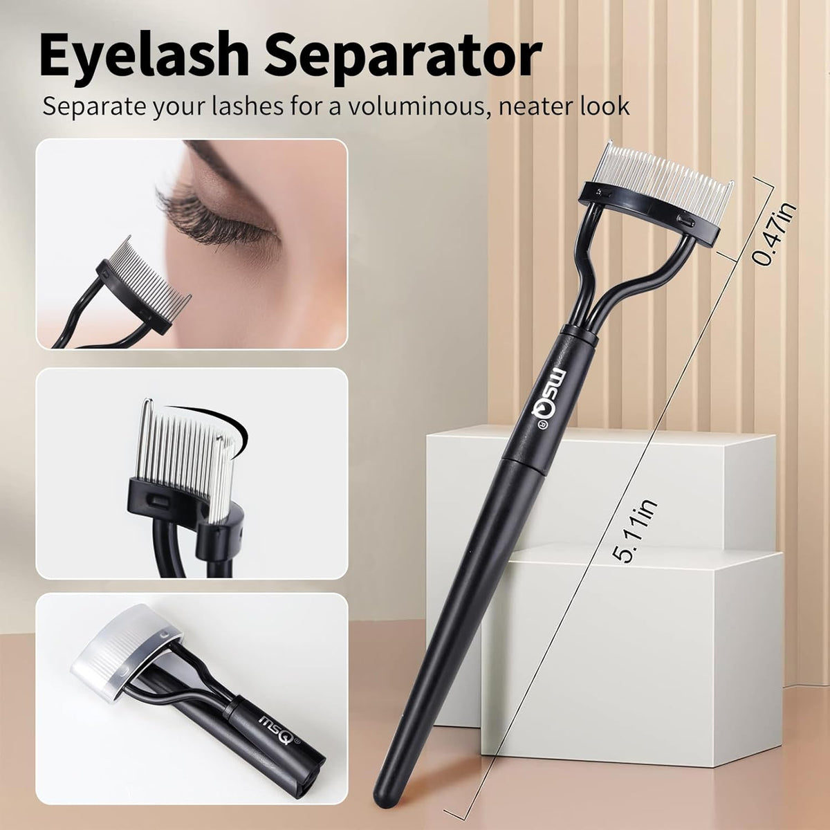 MSQ Eyebrow Brush and Comb Folding Eyelash Brush Eyelash Separator Eye Brow Comb & Spoolie Brush