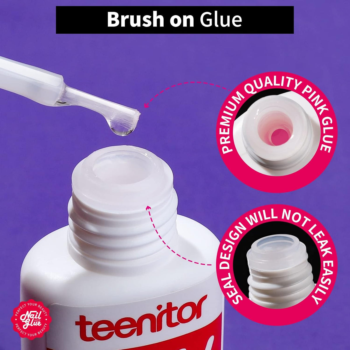 Teenitor Nail Glue for Press Ons, 3 Pack Best Nail Glue for Gel Tips with Nail Files, Super Strong