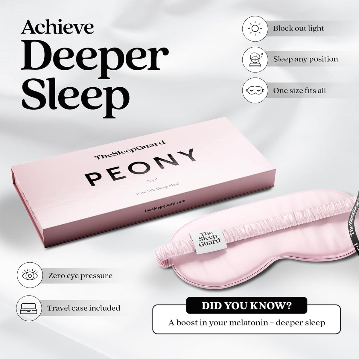 Pure Silk Sleep Mask [100% 6A Mulberry Silk, 22 Momme] Light Blocking Travel Essentials. Eye Masks