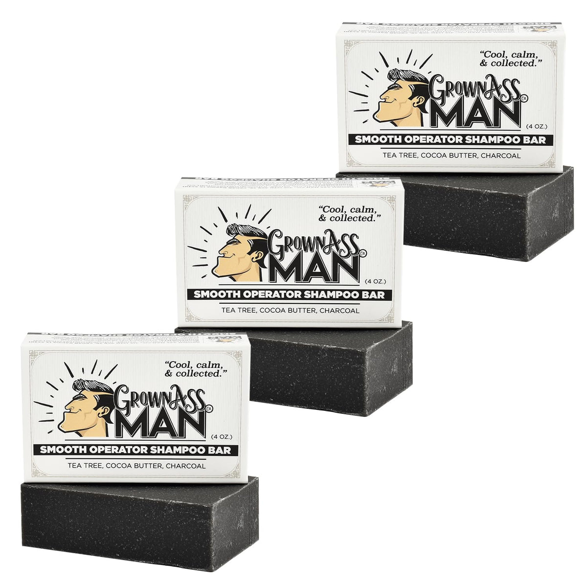 Solid Shampoo Bar Rich Lather 3 in 1: Hair, Beard & Body Wash - Plastic Free & Eco-Friendly