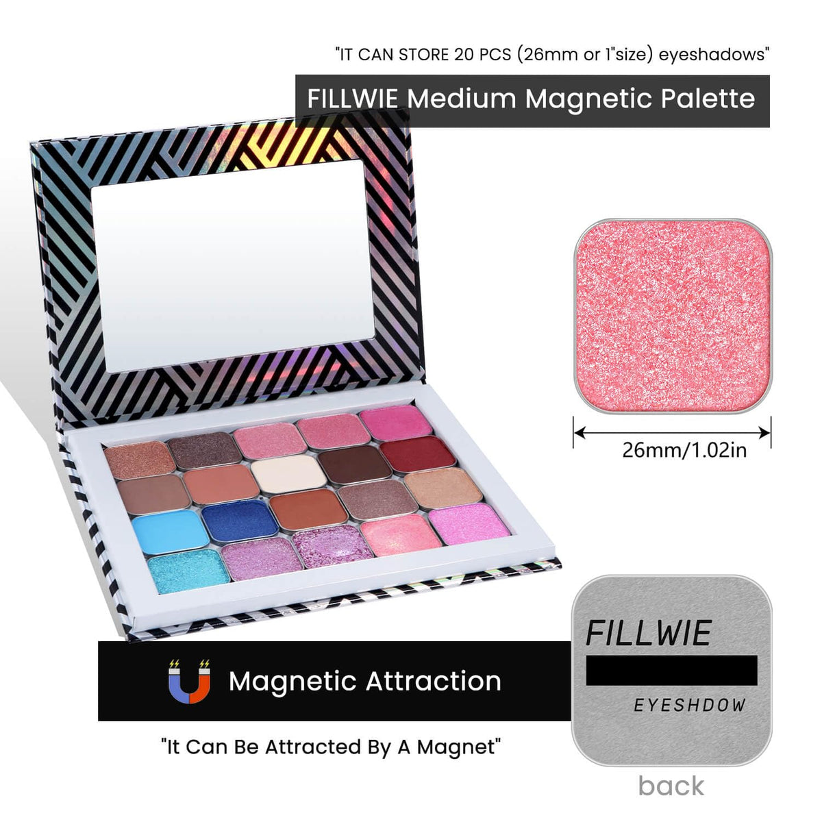 Chameleon Single Eyeshadow – Soft Gold-Pink, Pressed Powder,Square Pan, Fits Magnetic Palettes