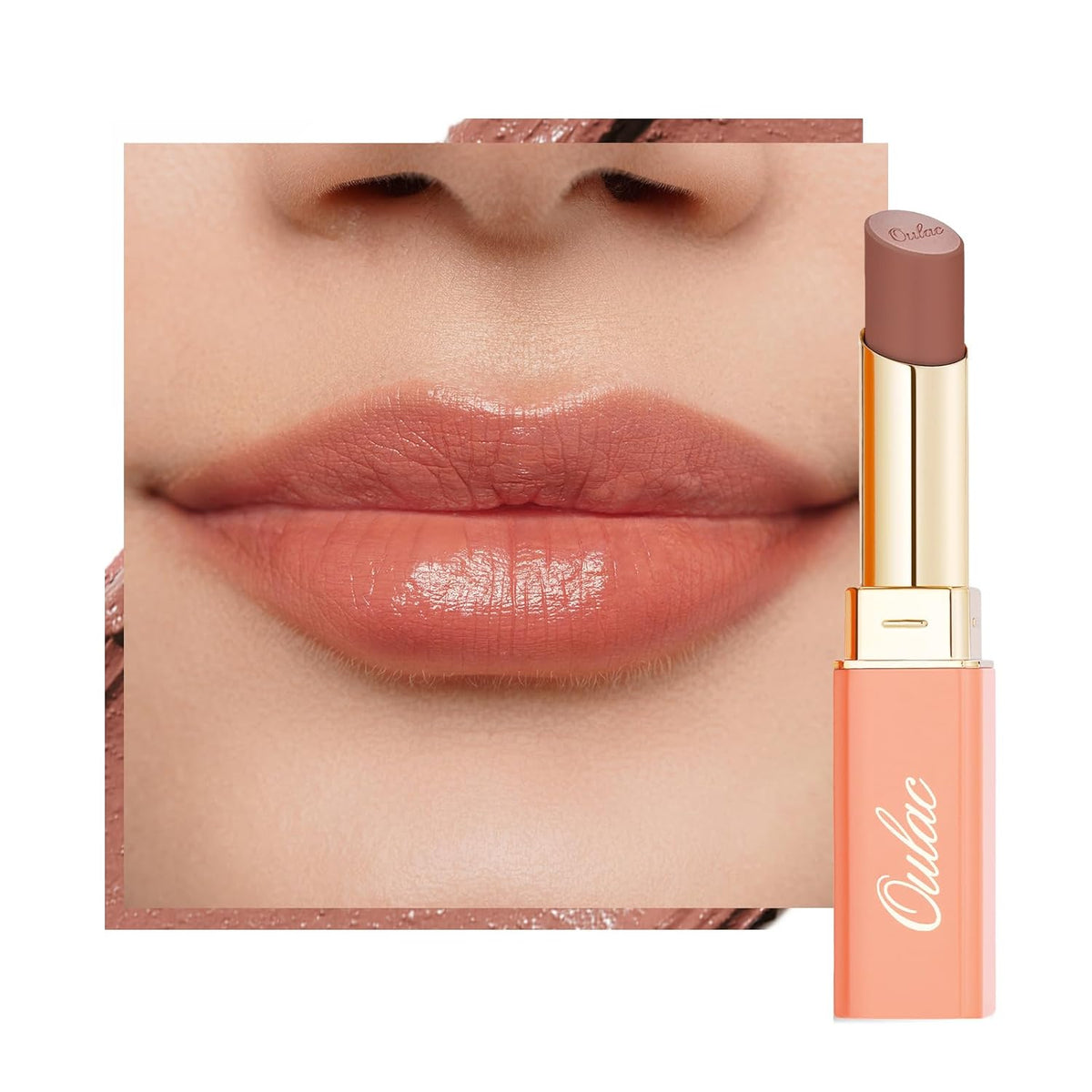 Oulac Color Rich Satin Matte Lipstick – Nude Peach Lipsticks for Women, Long Lasting, Hydrating Lip