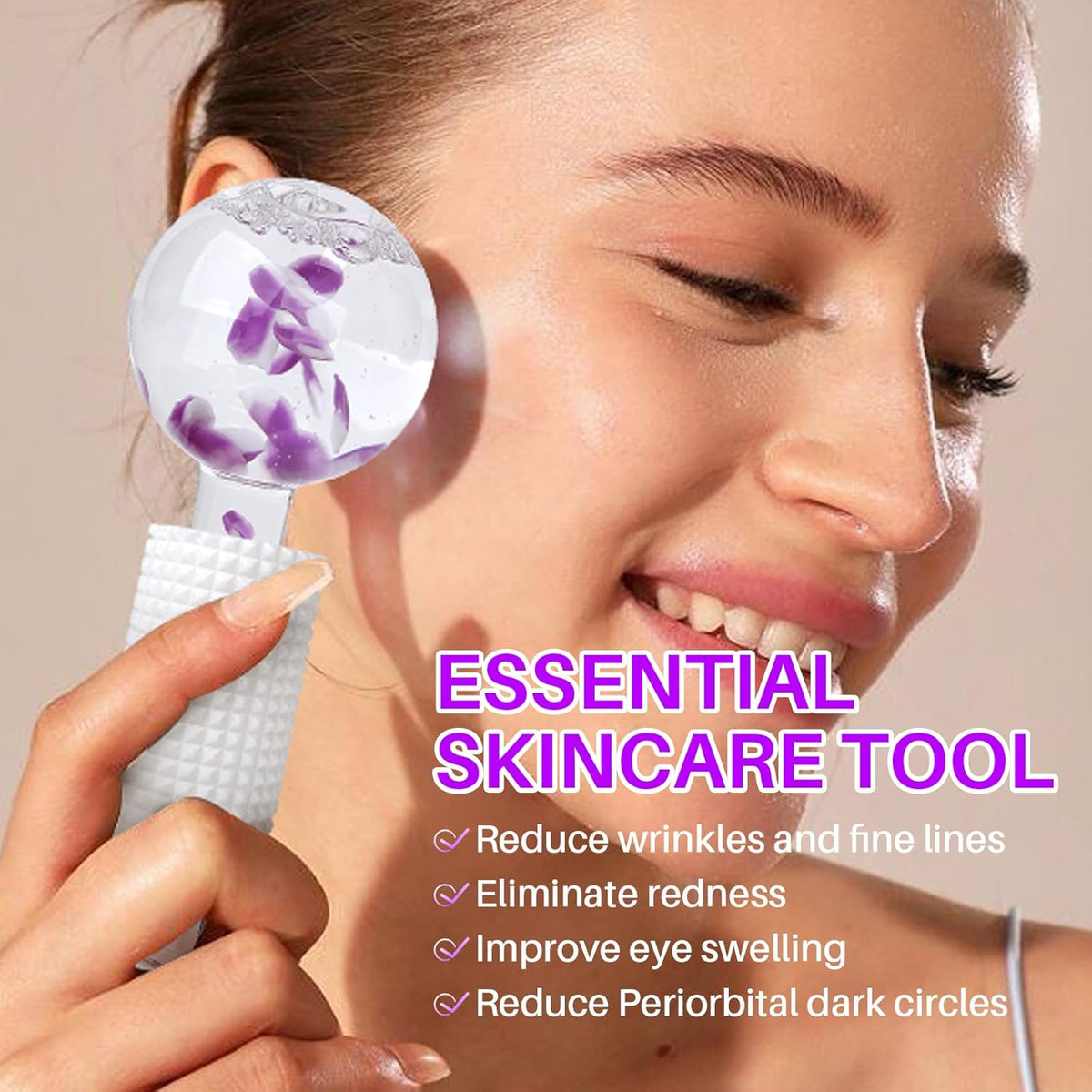 Ice Globes & Ice Roller for Face and Eyes - Facial Massage Tools for Skin Care, Reduce Wrinkles &