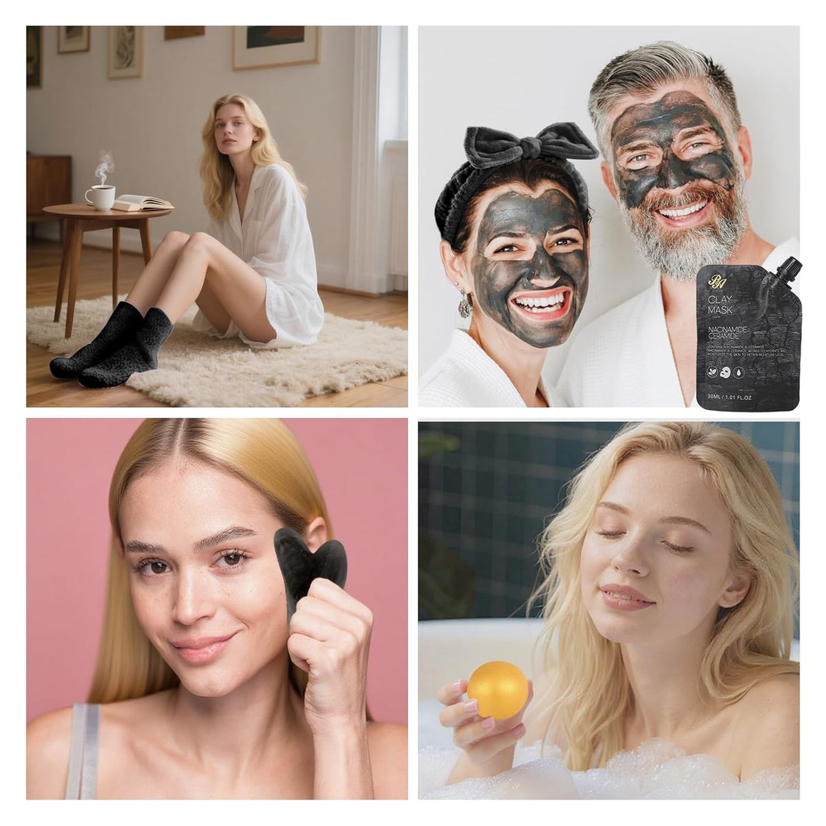 Charcoal Face Sheet Mask Pack, 55Pcs Skin Care Set for Women & Men, Hydrolyzed Real Collagen Mask