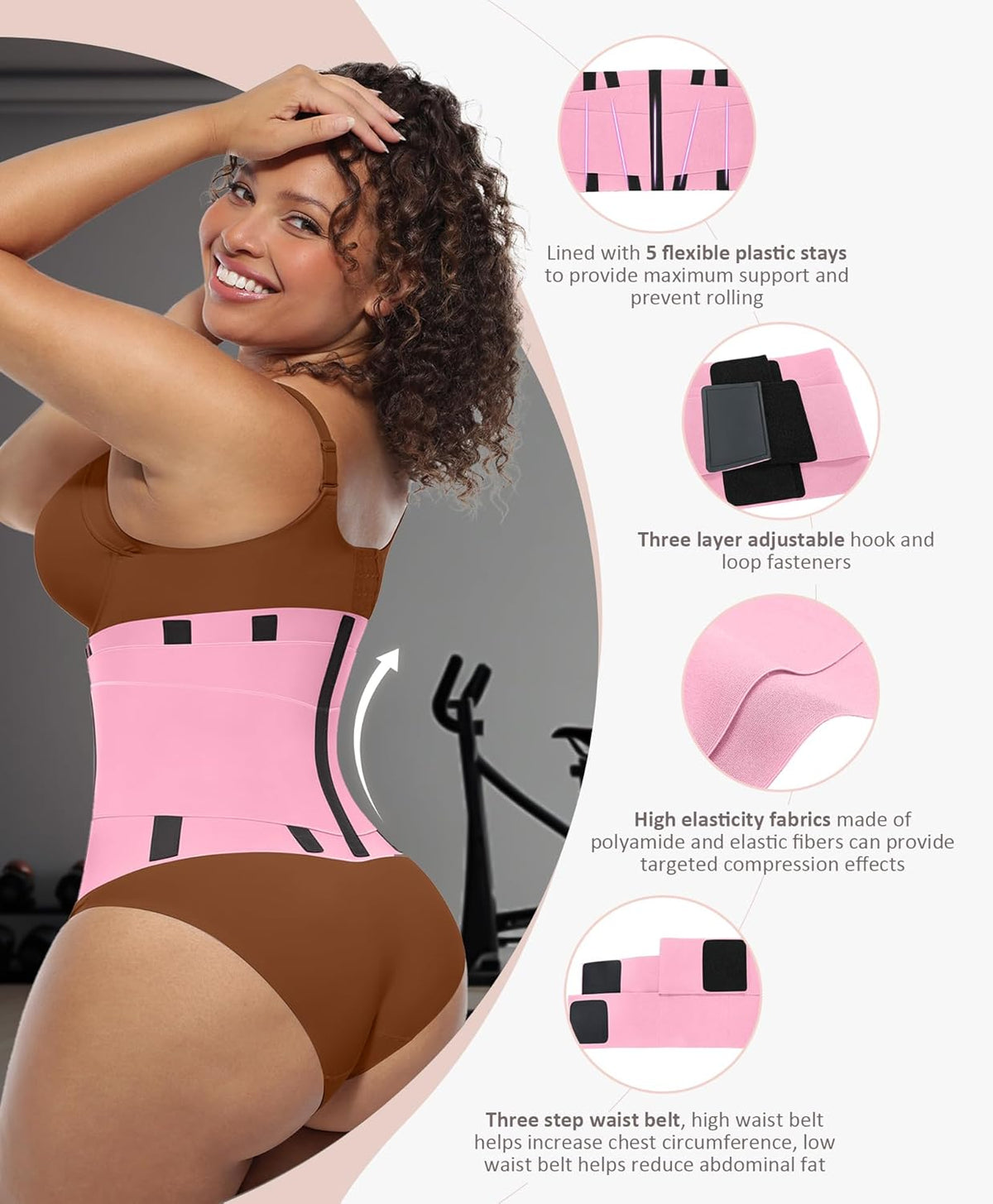 FeelinGirl Waist Trainer Belt Waist Cincher Trimmer Ab Belt Tummy Control Body Shaper with Triple
