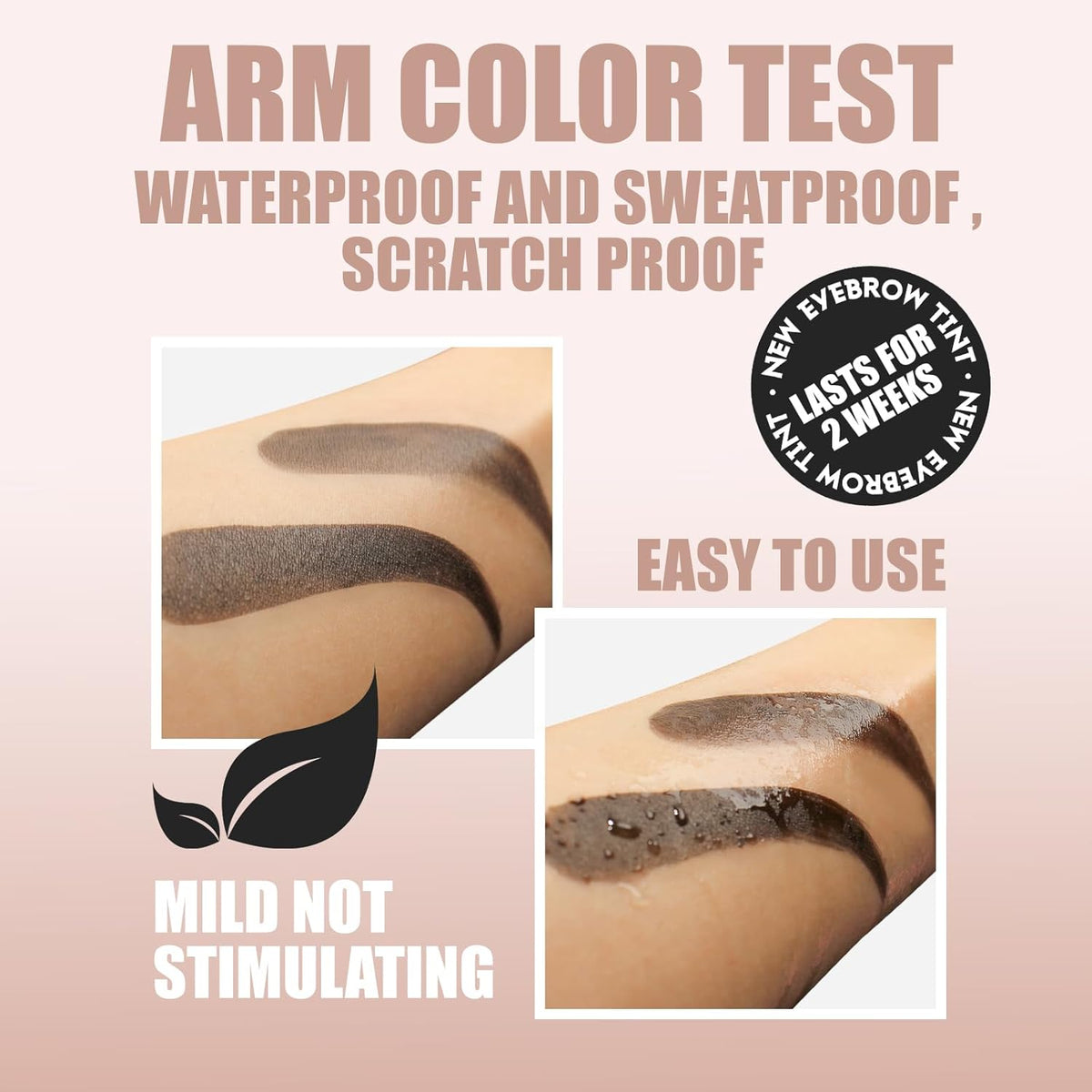 2PCS Temporary Eyebrow Tint Set, Grey Black Tattoo Eyebrow Gel, Natural Color Eye-Brow Gel
