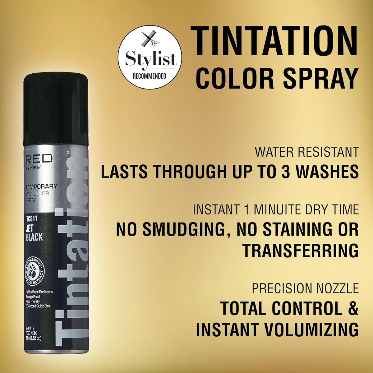 Red by Kiss Tintation Temporary Hair Color Spray, Instant Gray Root Touch Up Coverage
