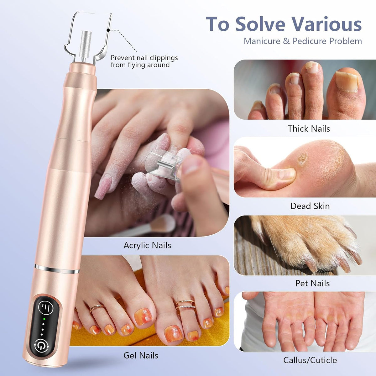 Cordless Nail Drill Electric Rechargeable File Kit, Professional Efile Acrylic Gel Nail Polish