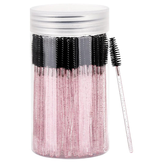100 Pcs Disposable Mascara Wands, Crystal Eyebrow Spoolies Brush for Eyelash Extensions, Lash
