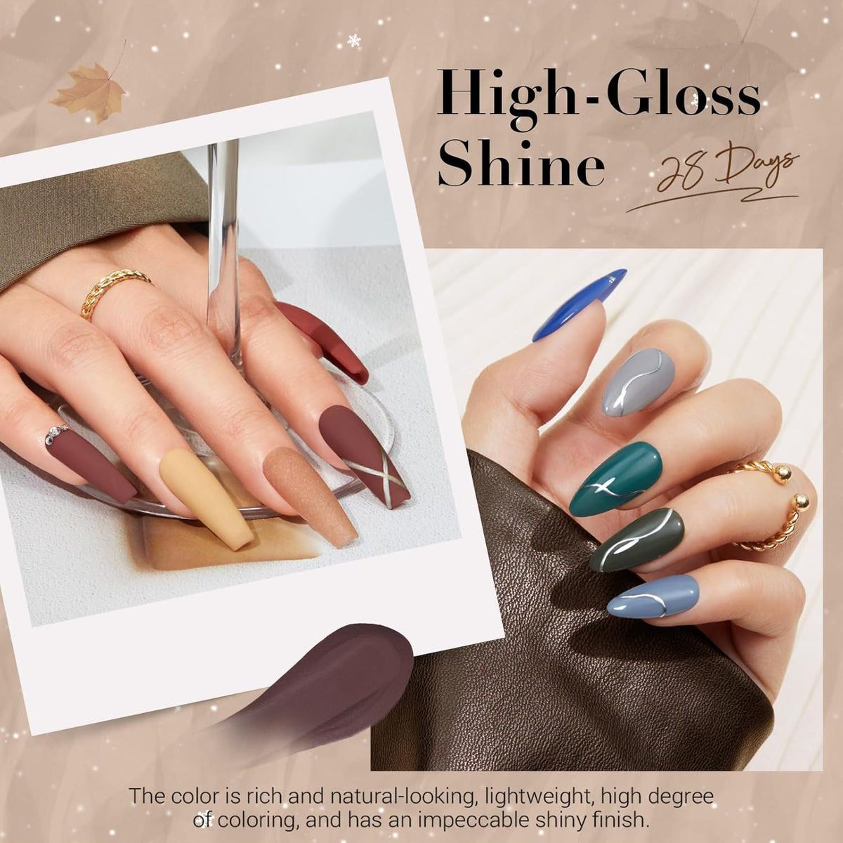 AZUREBEAUTY Dip Powder Nail Kit Starter 20 Colors Glitter Dark Green Grey Purple Fall Winter 31 Pcs