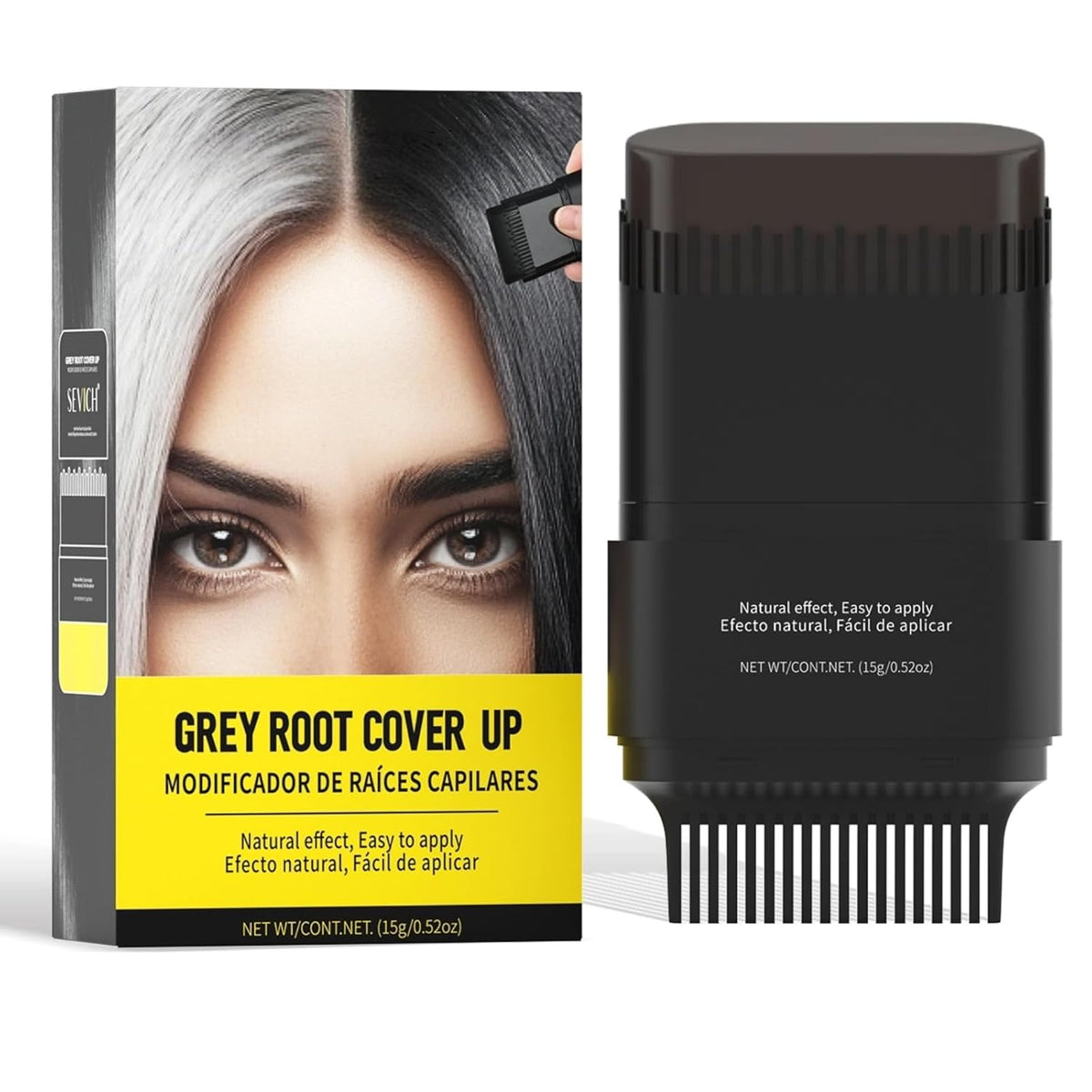 Gowwim Hair Dye Comb, Instant Portable Gray Hair Cover up Hair Dye Stick 2-in-1 Hair Color Stick