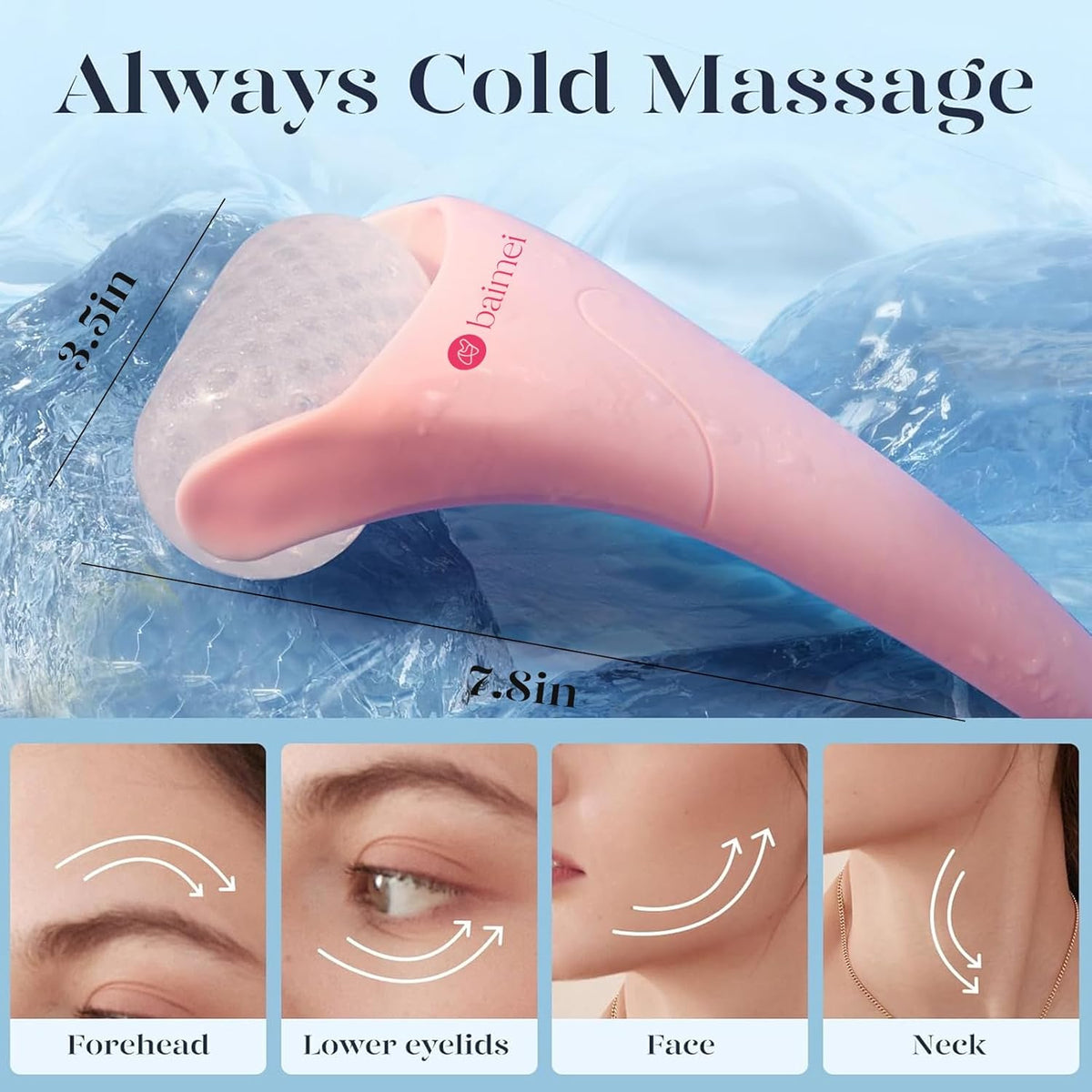 BAIMEI IcyMe Ice Roller for Face and Gua Sha Facial Tool Set, Ice Face Roller Reduces Puffiness