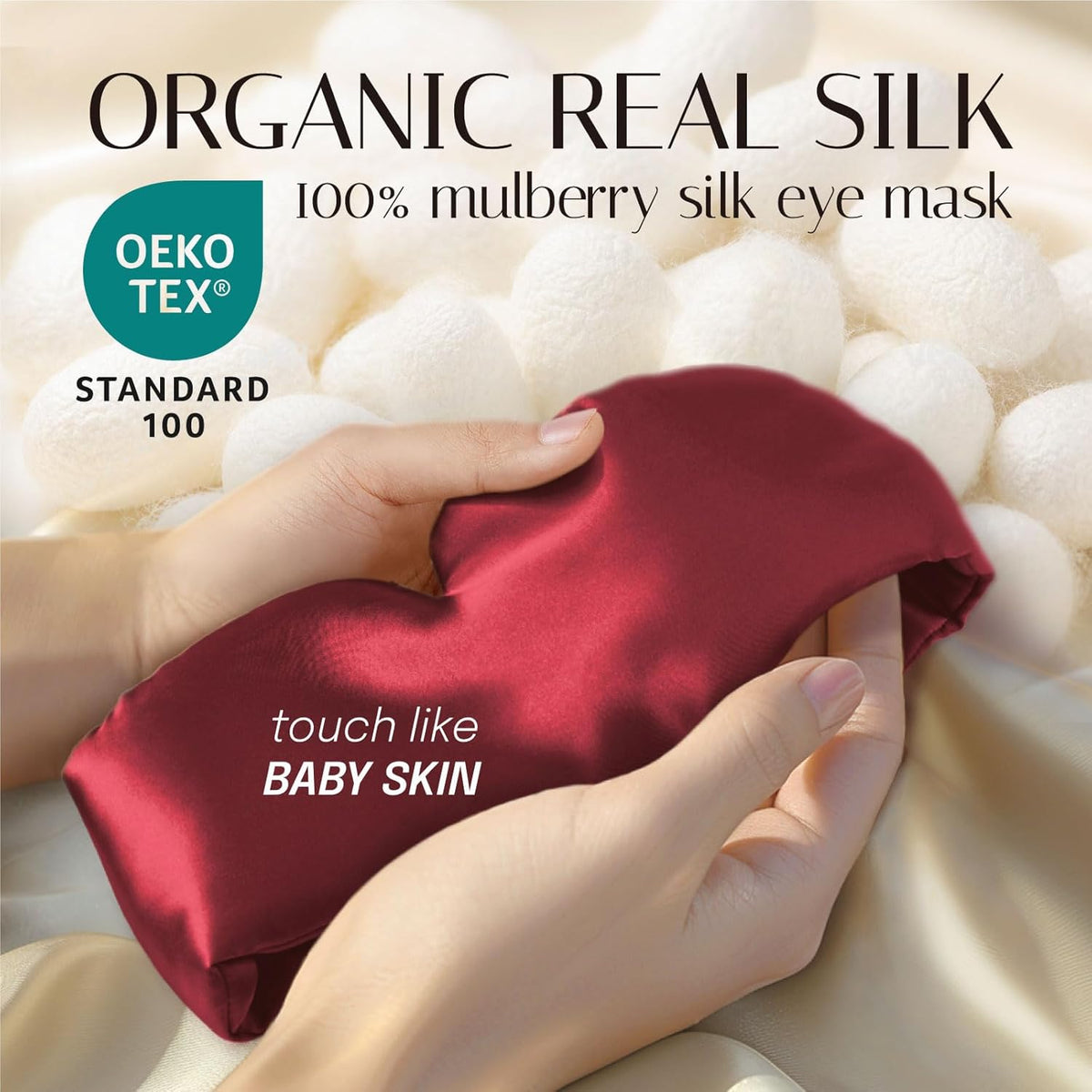 Silk Sleep Mask Soft Pressureless: 100% Mulberry Silk for Eye Skin Anti Wrinkles, Large Size for