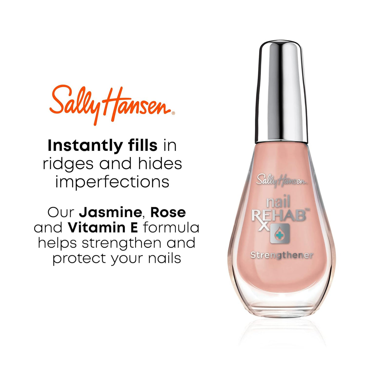 Sally Hansen Treatment Nail Rehab 41054, Nail Strengthener, Nail Hardener 0.33 Oz, Nail Growth