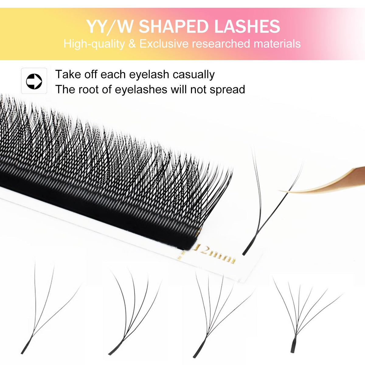 W Lash Extensions 6D Eyelash Extensions W Shape 0.07mm Thickness C Curl Mix 8-15mm Premade Fans