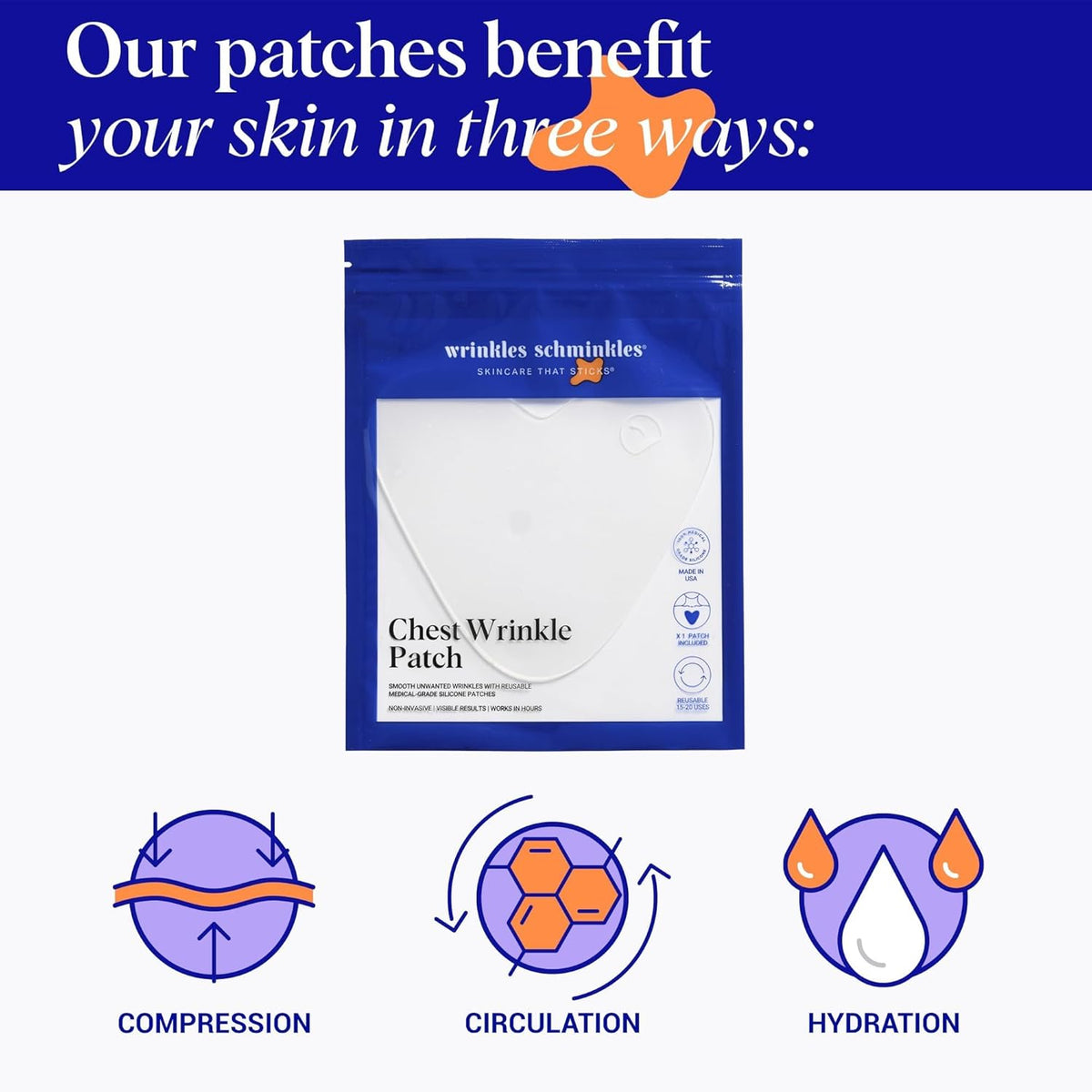 Wrinkles Schminkles Chest Wrinkle Patch & Cleanser Starter Pack - Set of Reusable Chest Silicone