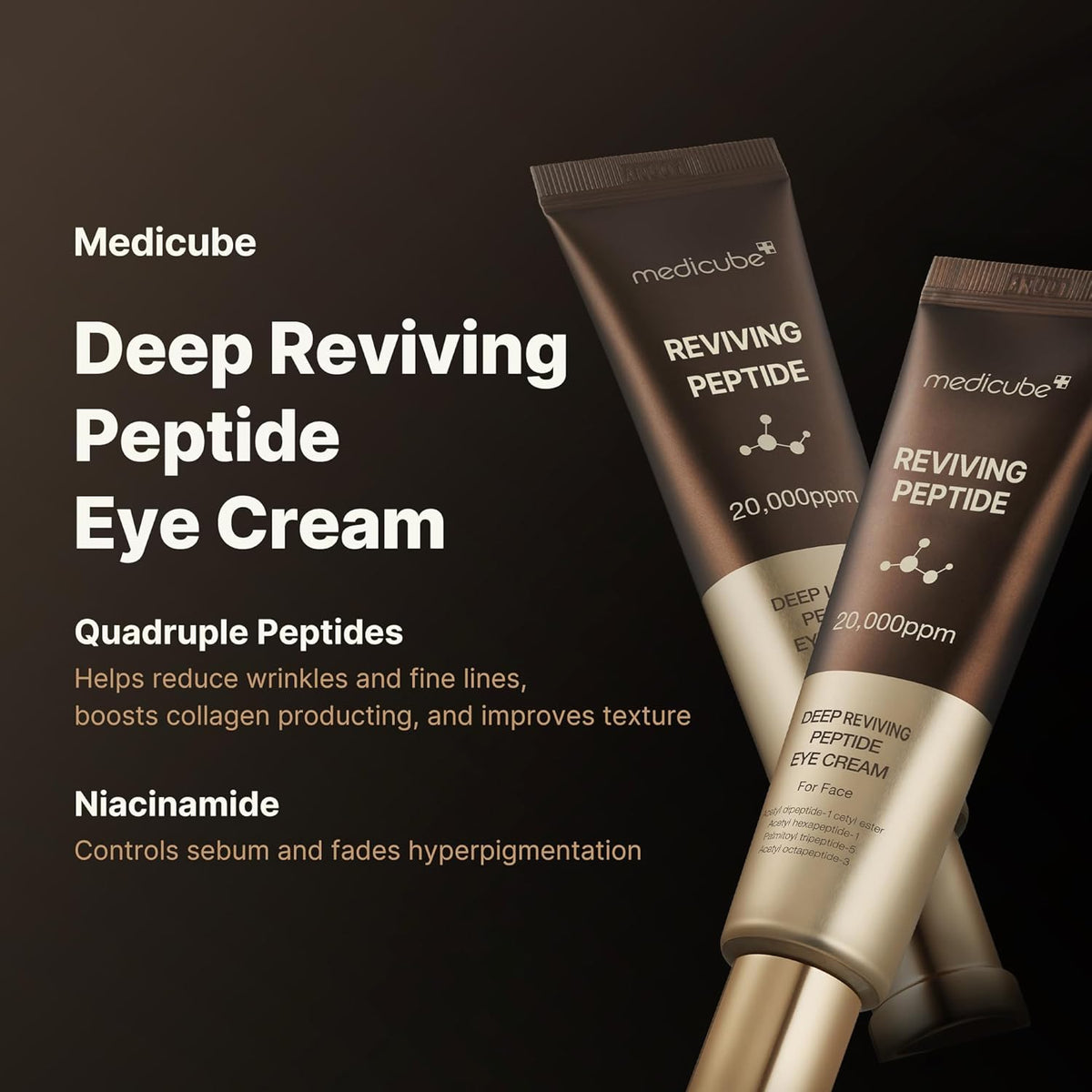 medicube Deep Reviving Peptide Eye Serum 1.01 Fl. Oz., | Eye Treatment Serum with Quadruple
