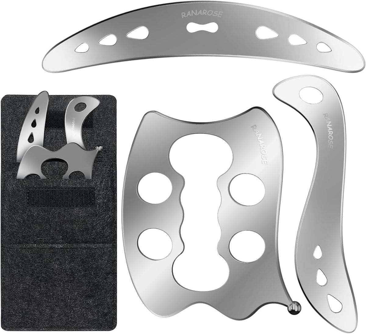 3 Pack Stainless Steel Guasha Tool, Muscle Scraper Tools for Full-Body Massage, Muscle Relief