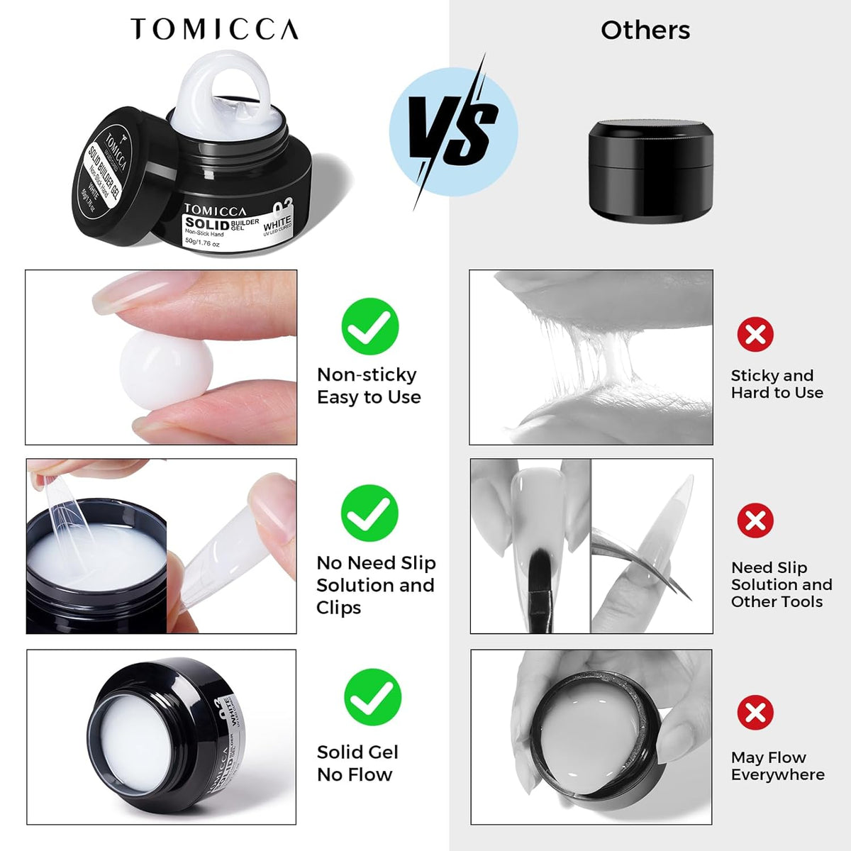 TOMICCA 3D Nail Gel Sculpting Gel for Nail Art 50g Gel Nail Art Non Sticky Hand Carving Gel UV LED