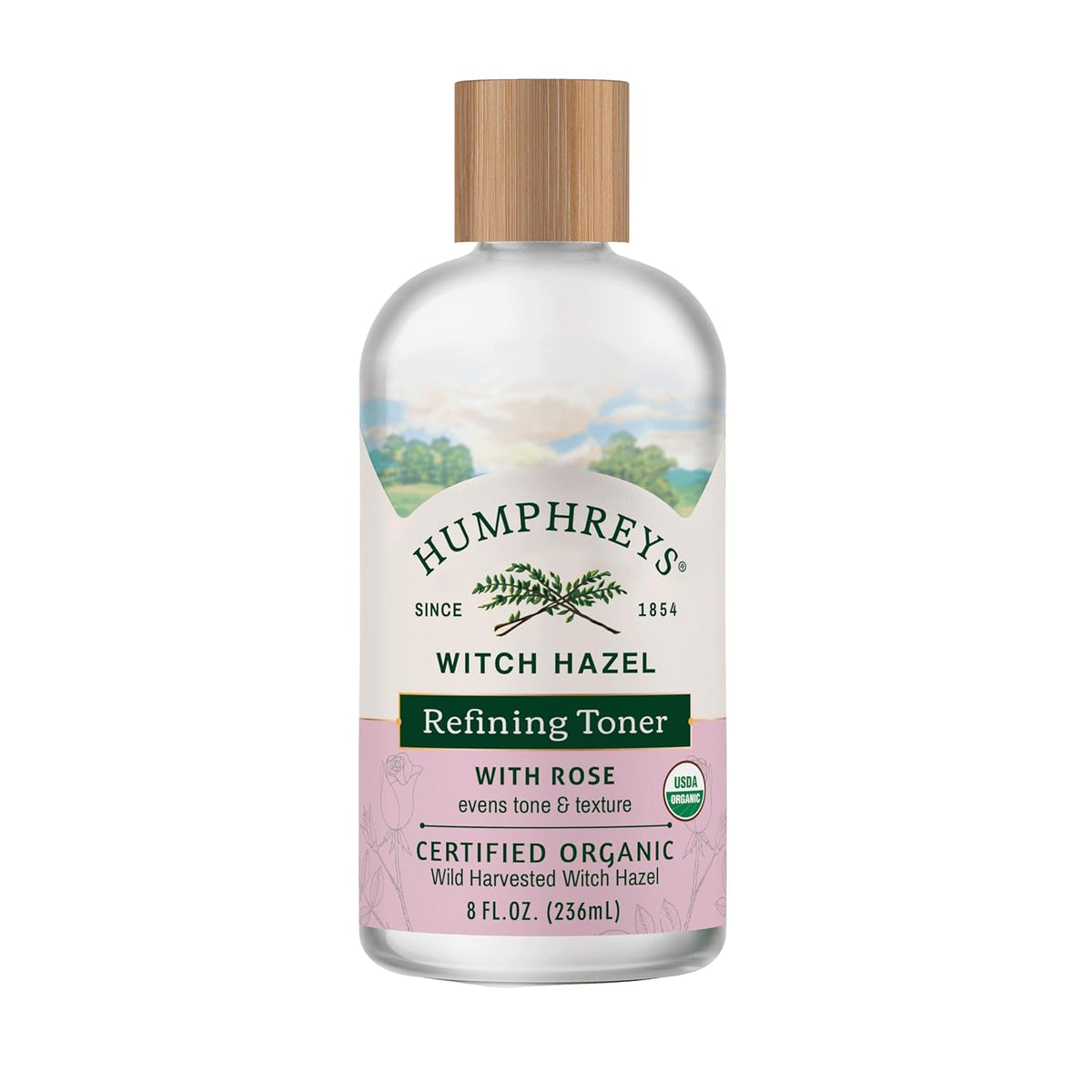 Humphreys Witch Hazel Refining Toner | Wild Harvested Witch Hazel & Rose | USDA Organic | Natural |