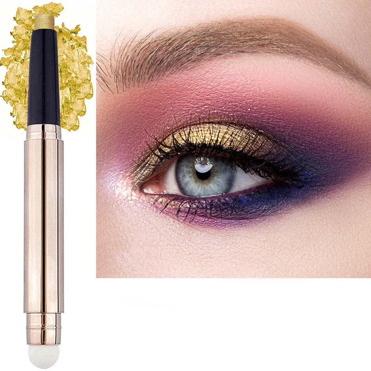 Gold Eyeshadow Stick Makeup, Highlighter Matte Cream Eye Shadow Pencil, Waterproof Hypoallergenic