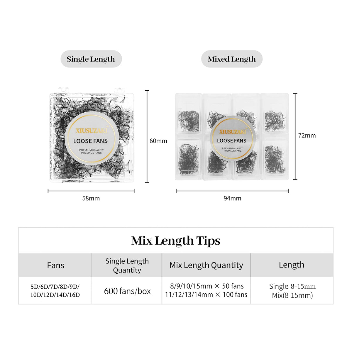 Premade Fans Eyelash Extensions 600 Fans 16D Volume Lash Extensions 0.03 Thickness Soft Fluffy