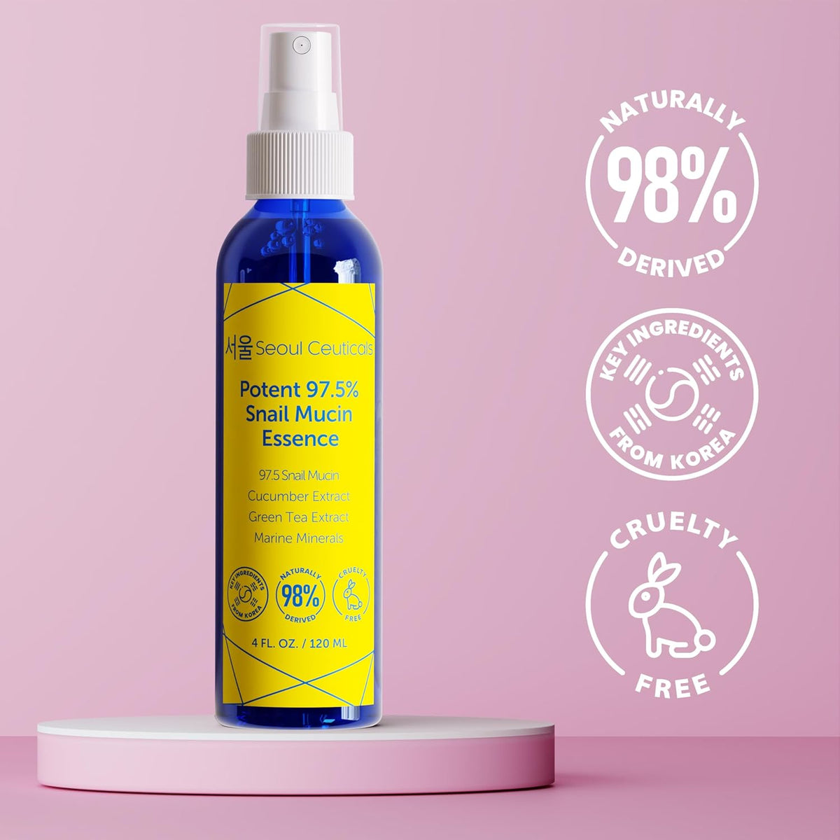 SeoulCeuticals Korean Face Mist 97.5% Snail Mucin Essence - K Beauty Skincare Facial Spray