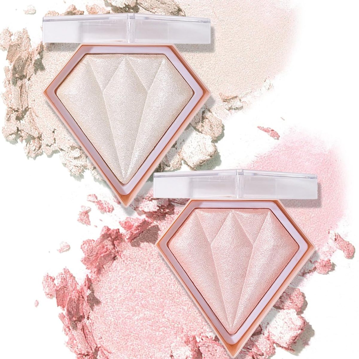 Face Shimmer Highlighter Palette, 1.0 Ounce, Pearl White+Fairy Pink, Long-Lasting, Shimmery