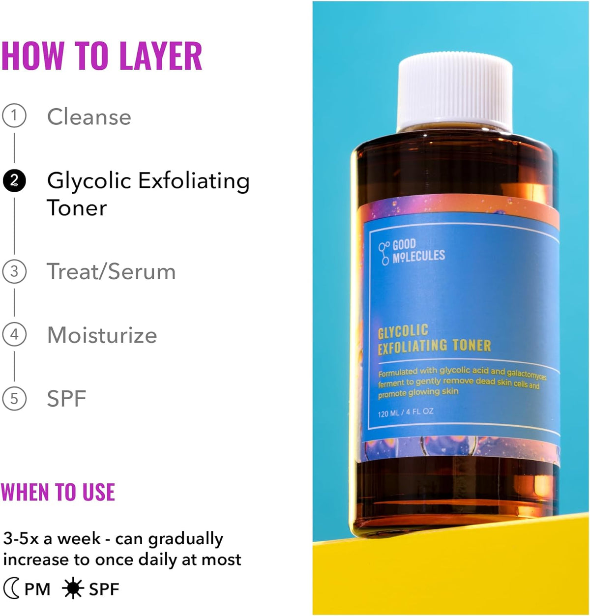 Good Molecules Glycolic Exfoliating Toner - Hyaluronic and Glycolic Acid Daily Toner for Face