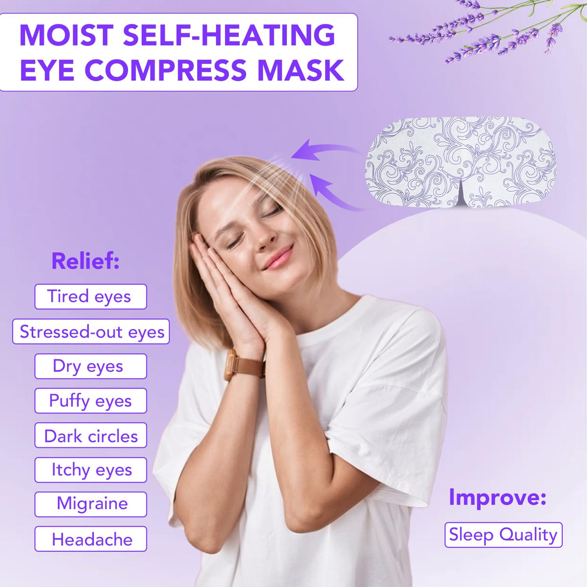 XPCARE 48 Pack Steam Eye Masks for Dry Eyes, Self Heated Steam Warm Eye Mask, Disposable Heated Eye