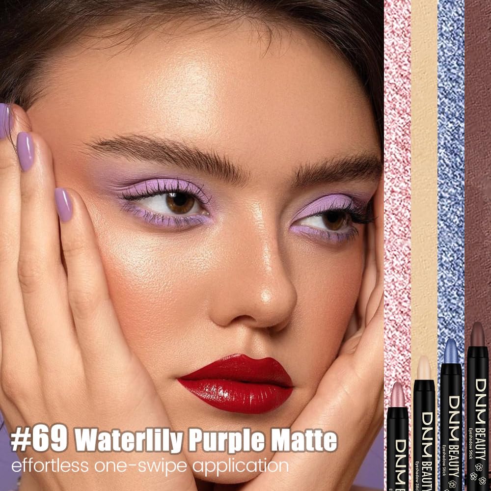 Kaely Cream Eye Shadow Sticks, Waterlily Purple Matte Eyeliner Pencil Eyeshadow Palette Makeup, Eye