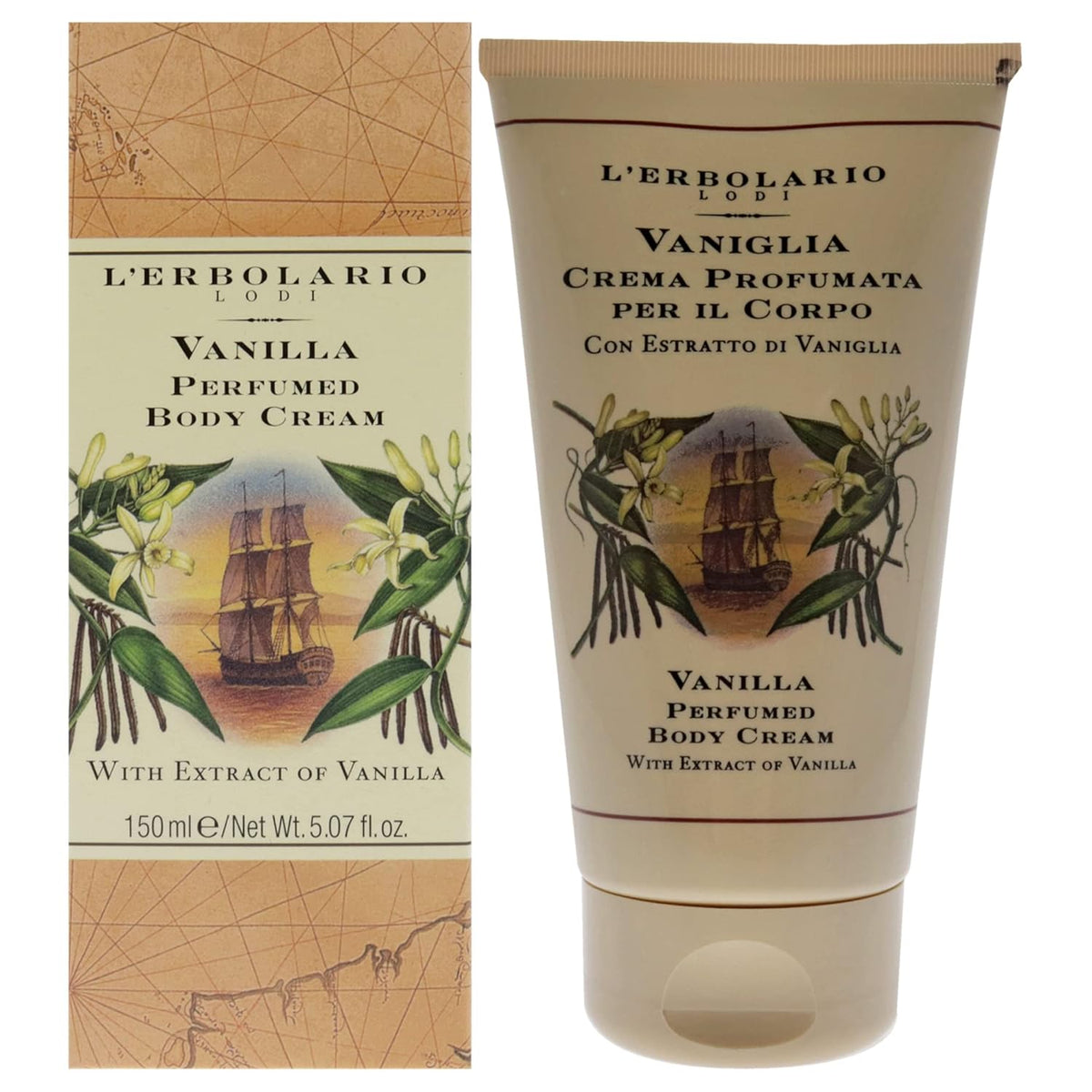 L'Erbolario Vanilla Perfumed Body Cream - Long Lasting Scented Body Cream for Women - Perfume