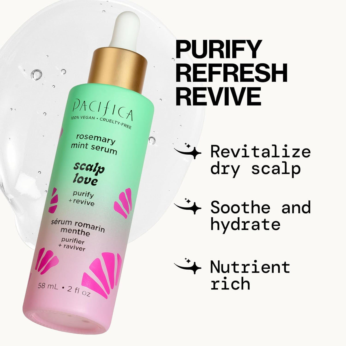 Pacifica Serum and Scalp Scrub Set – Rosemary Mint Scalp Love with Witch Hazel for Detox and Dry