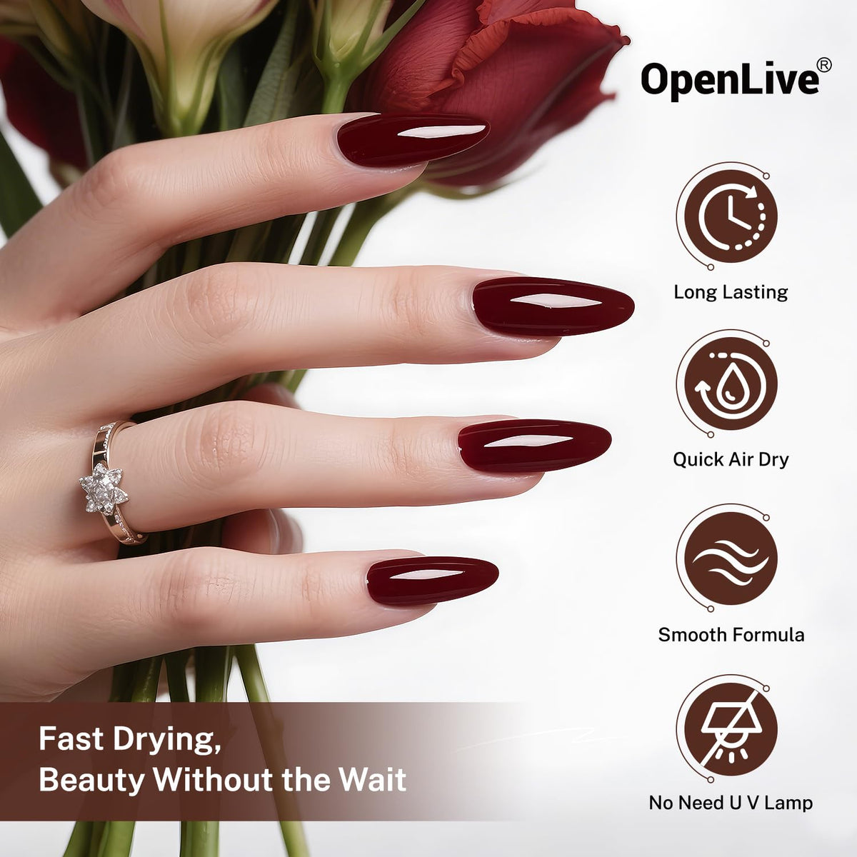 16.5ml Brown Nail Polish Large Volume Quick Drying Nail Polish, Fast Drying and Long Lasting Color