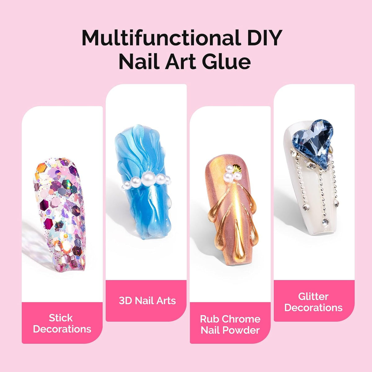 MelodySusie 15g Pinpoint Nail Rhinestone Glue for Nails Super Strong Gel for Nail Charms Gems 3D