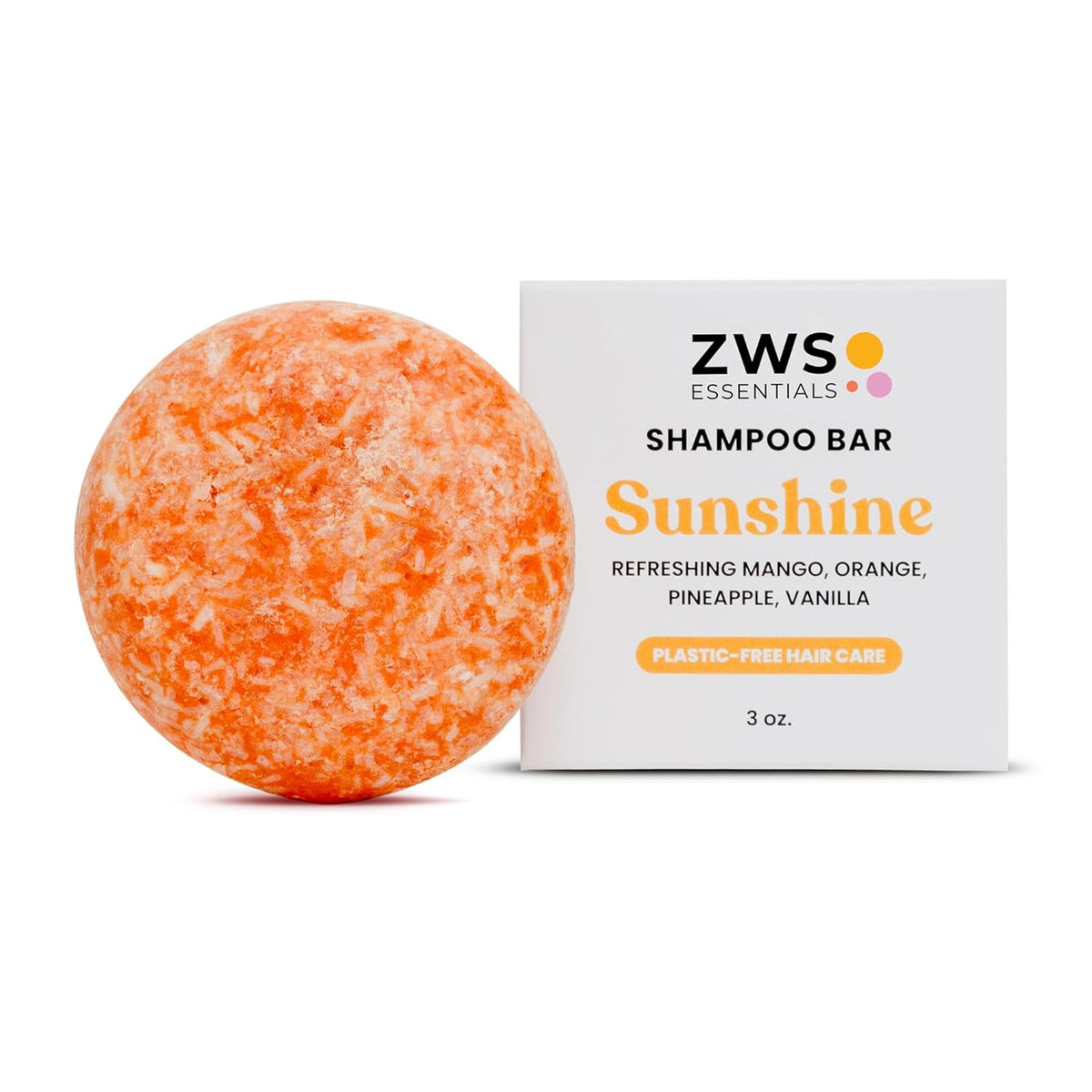 Sunshine Shampoo Bar, Vegan Solid Hair Cleanser with Mango, Orange, Pineapple, and Vanilla, for All