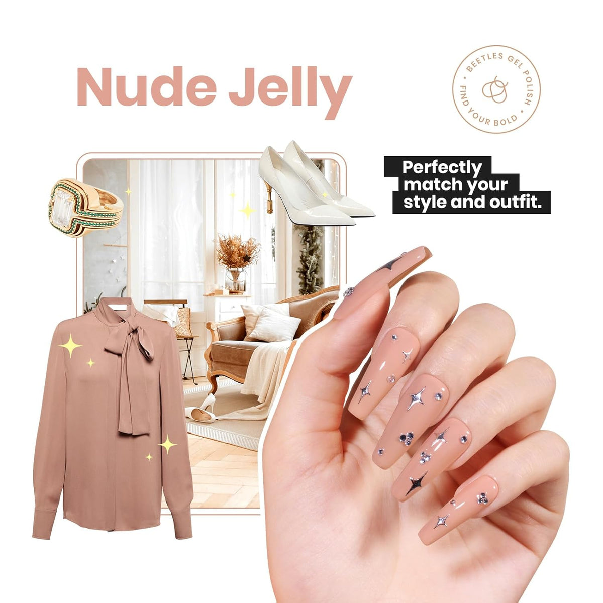 Beetles Nail Polish - Jelly Nail Polish Nude Nail Concealer Fast Dry Quick Natural Brown Nail