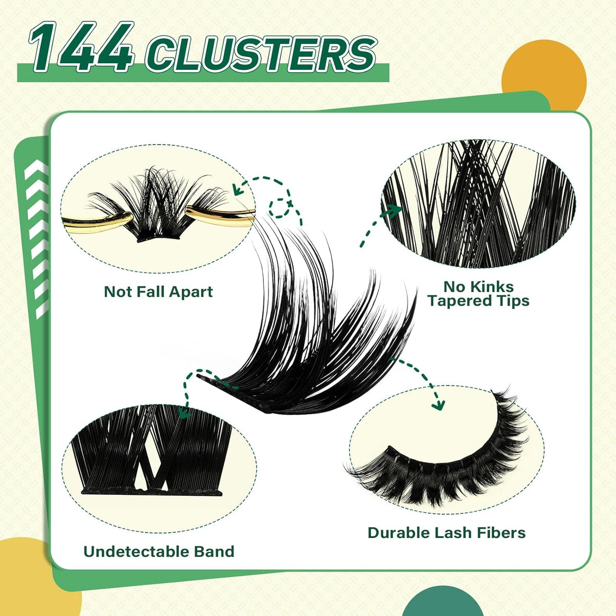 DIY Lash Extension Kit 144pcs 8-18MIX Lash Clusters with Super Hold Mascara Brush Bond and Seal