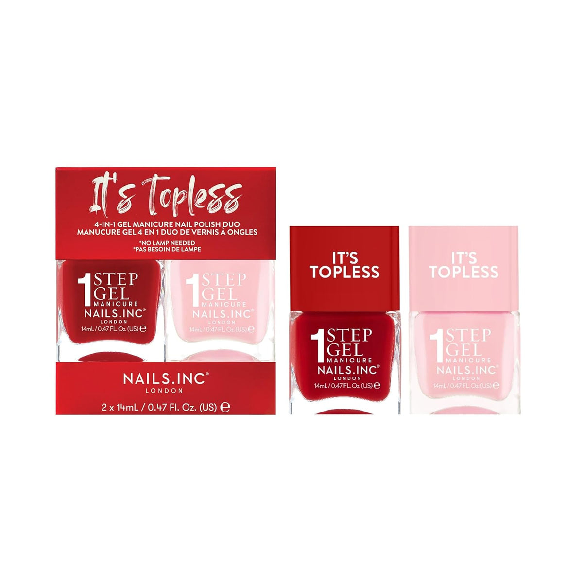 Nails Inc It's Topless Gel-Like Nail Polish Duo, 4-in-1 Base Coat, Treatment, Color & Top Coat