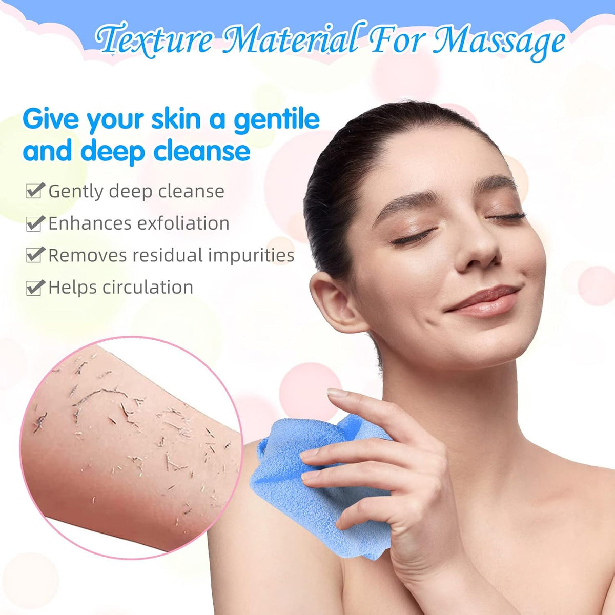 Moukeren Exfoliating Back Scrubber with Handles 4 Pack Nylon Back Exfoliator Extended Length