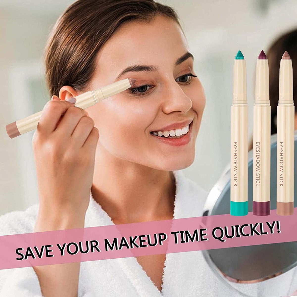 Pink Matte Eyeshadow Pencil, Waterproof Long Lasting Eye Shadow, High Pigment Hypoallergenic