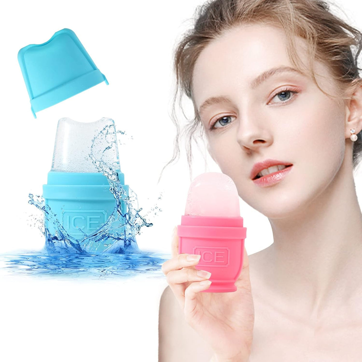 2 Packs Face and Body Ice Roller, Silicone Ice Cube for Puffiness, Pain Relief, Cold Therapy Ice