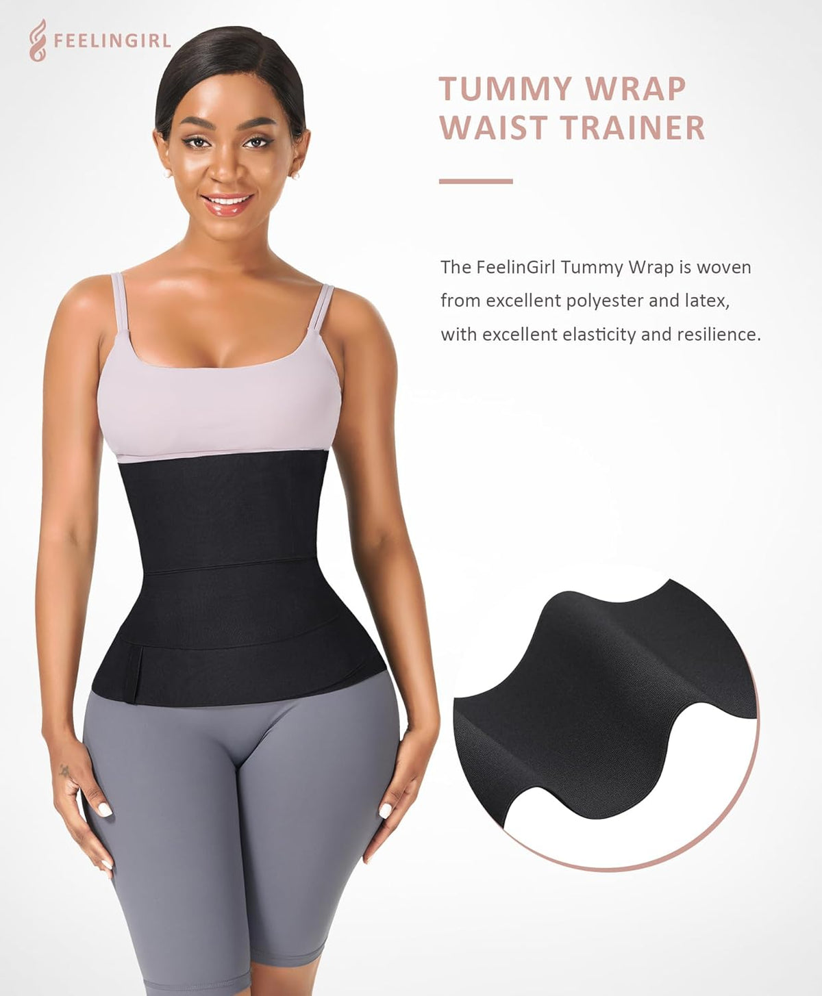 FeelinGirl Waist Trainer for Women Trimmer Belt Waist Cincher Tummy Wrap Plus Size Snatch Me Up