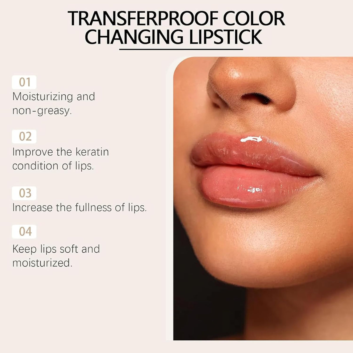 MUNIP Transferproof Color Changing Lipstick,Gold Crystal Ph Color Changing Conservation Clear