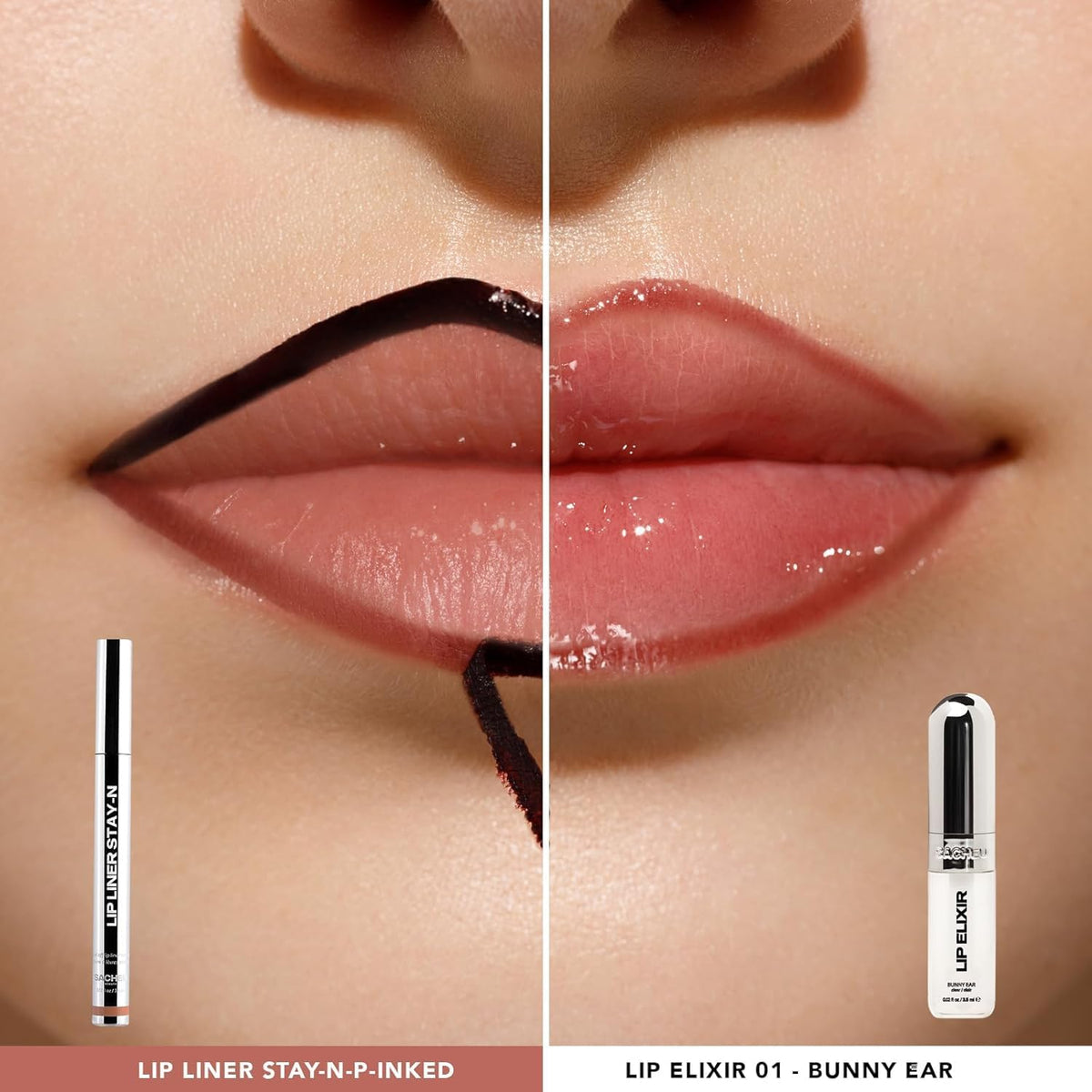 Sacheu Lip Liner STAY-N & Lip Elixir Bundle — Long Lasting Matte Lip Tattoo, Transfer Proof