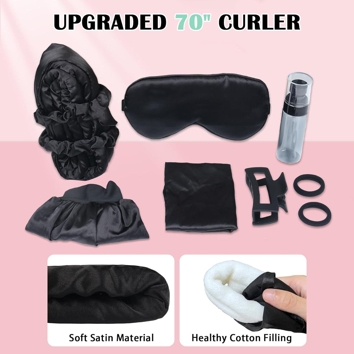 Satin Heatless Curls Overnight Hair Curlers to Sleep In Hair Curler Rollers No Heat Hair Wrap for